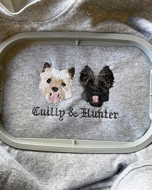 Personalised Embroidered Pet Face Jumper - Two Pets