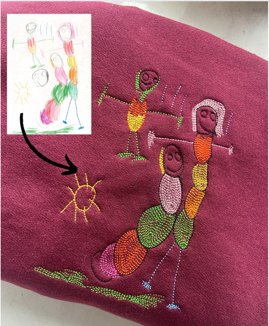 Personalised Embroidered Childrens Artwork Jumper