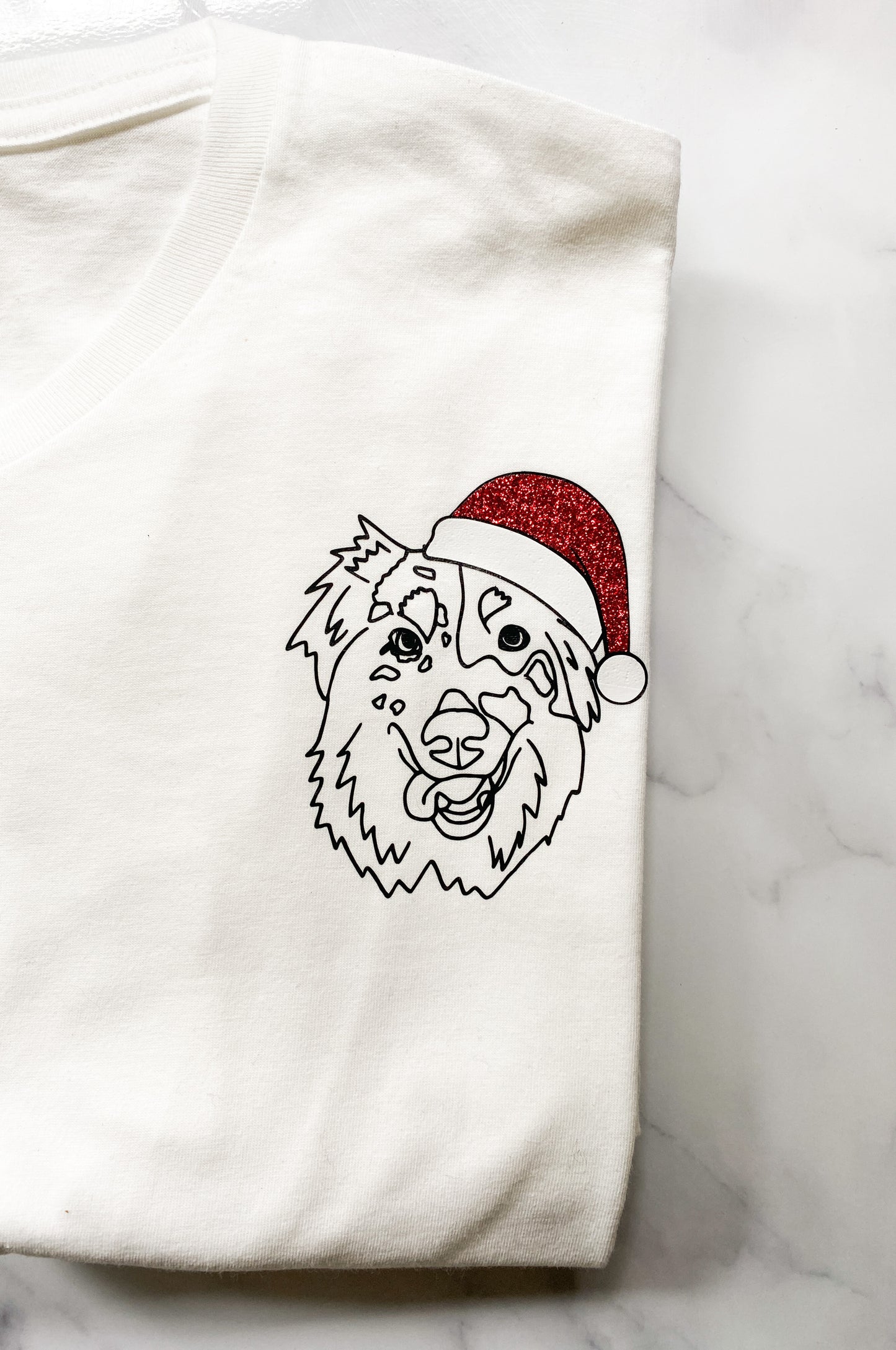 Personalised Dog Drawing Relaxed Fit T-Shirt - Santa Paws