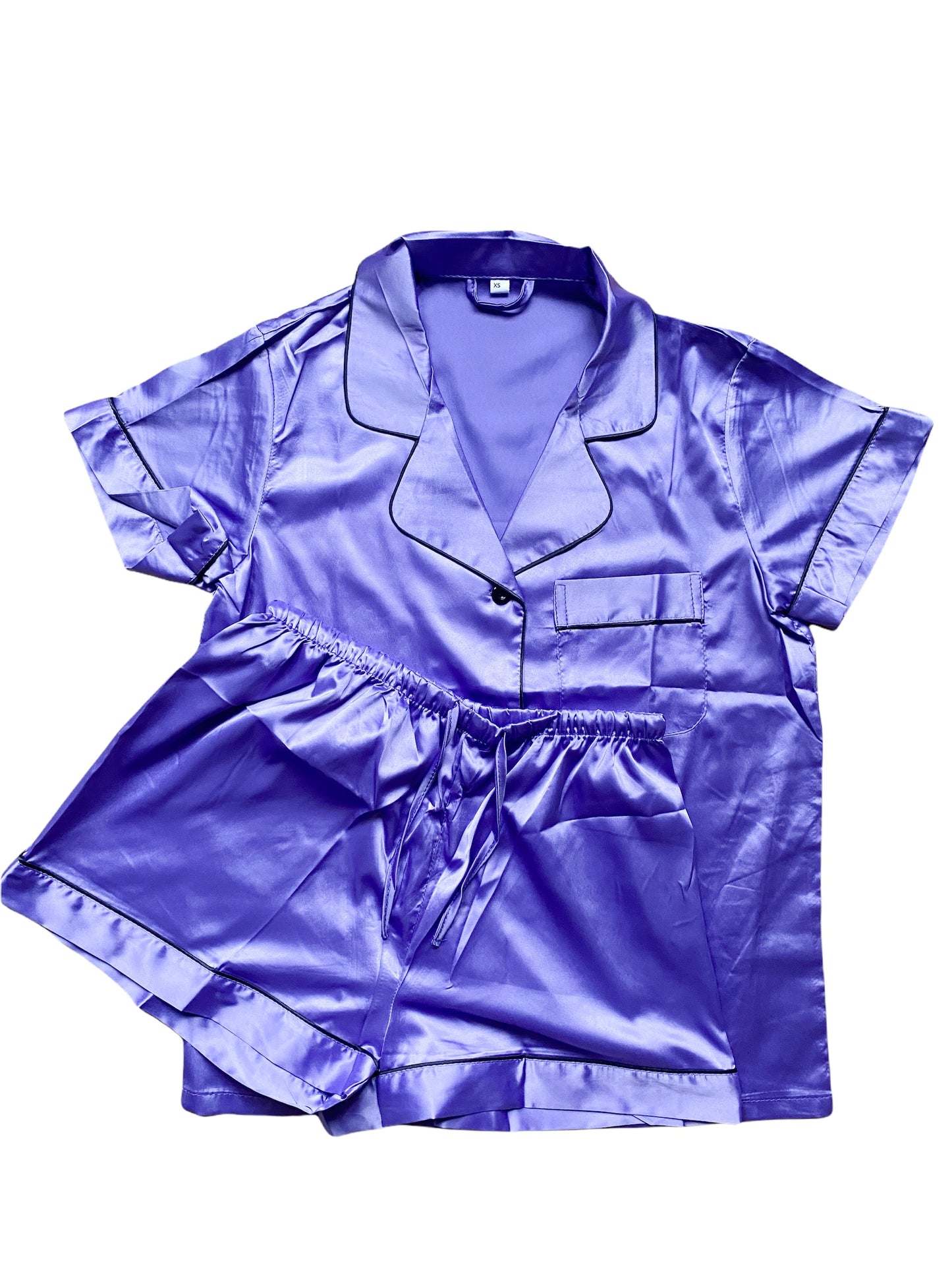 Satin Personalised Pyjama Set - Lavender and Black