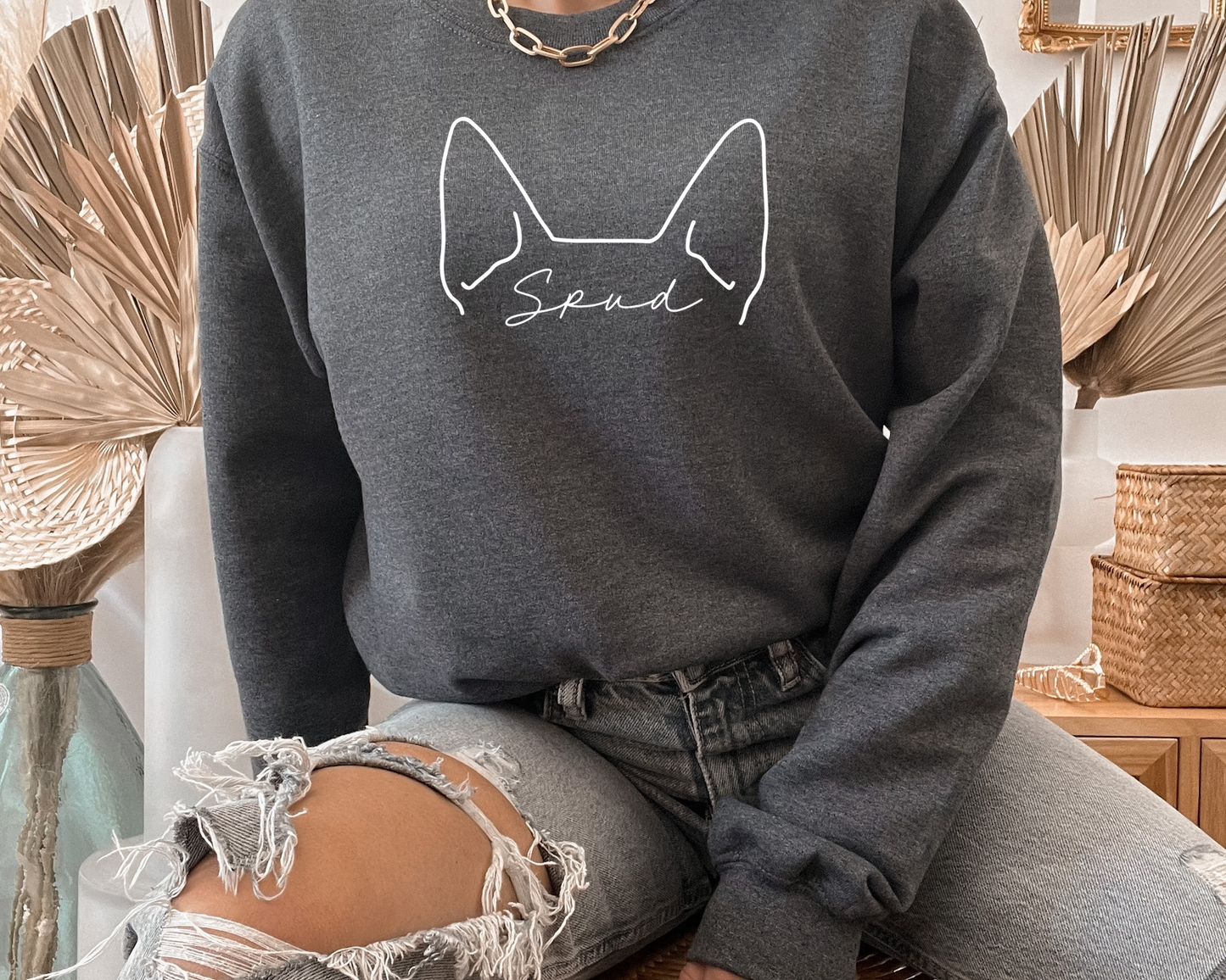 Personalised Dog Ears Jumper - Cotton Rich Range