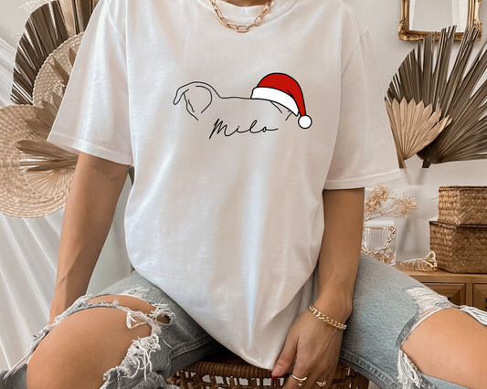 Personalised Dog Ears Relaxed Fit T-Shirt - Santa Paws